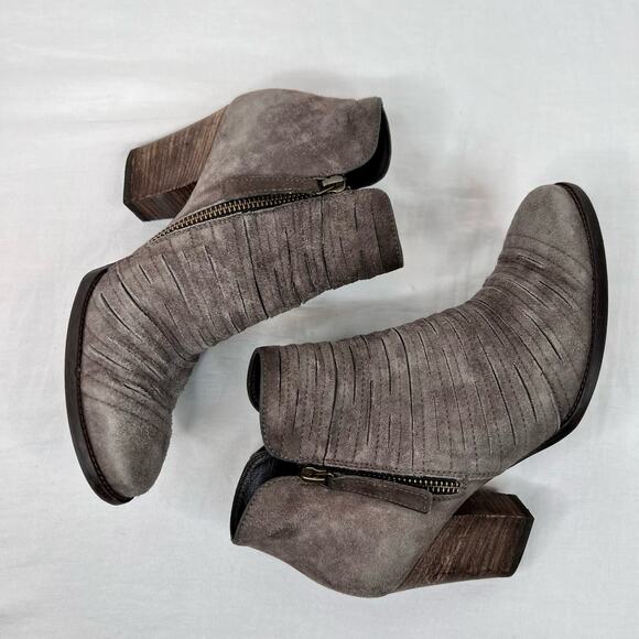 Paul Green Malibu Bootie UK 3.5 US 6 Sliced Brush Smoke Gray Nubuck Leather Zip - Picture 5 of 12